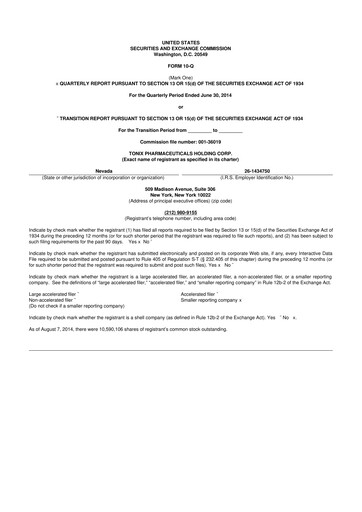 Thumbnail Tonix Pharmaceuticals 10-Q Quarterly Report FY2014 