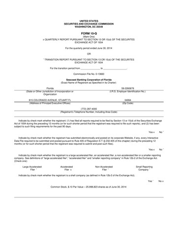 Thumbnail Seacoast Banking 10-Q Quarterly Report FY2014 