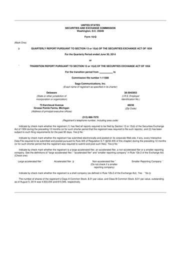 Thumbnail Saga Communications 10-Q Quarterly Report FY2014 