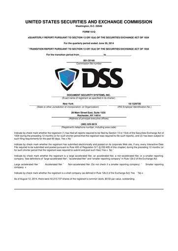 Vorschaubild DSS, Inc. (Document Security Systems) 10-Q Quartalsbericht 2014 