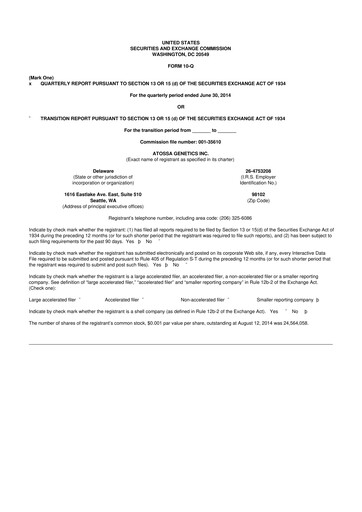 Miniature Atossa Therapeutics 10-Q Rapport trimestriel  