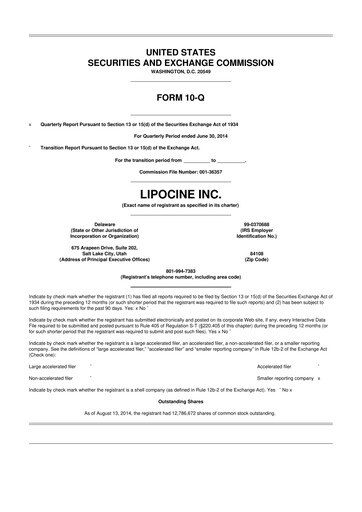 Thumbnail Lipocine 10-Q Quarterly Report FY2014 