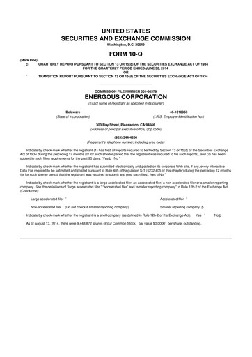 Miniature Energous 10-Q Rapport trimestriel 2014 