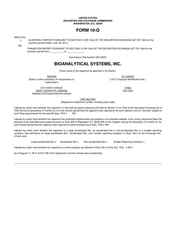 Miniature Inotiv 10-Q Rapport trimestriel 2014 