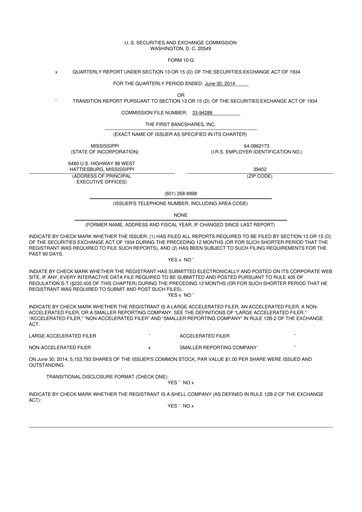 Miniature The First Bancshares 10-Q Rapport trimestriel 2014 
