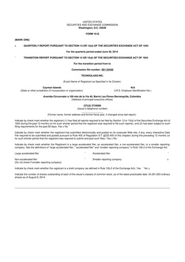 Thumbnail Tecnoglass 10-Q Quarterly Report FY2014 