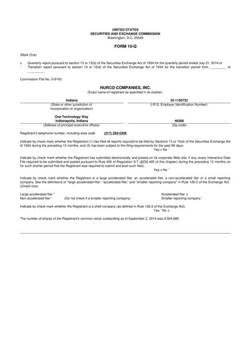 Thumbnail Hurco Companies 10-Q Quarterly Report FY2014 