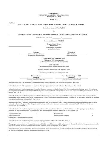 Thumbnail Propanc Biopharma 10-K Annual Report 2014