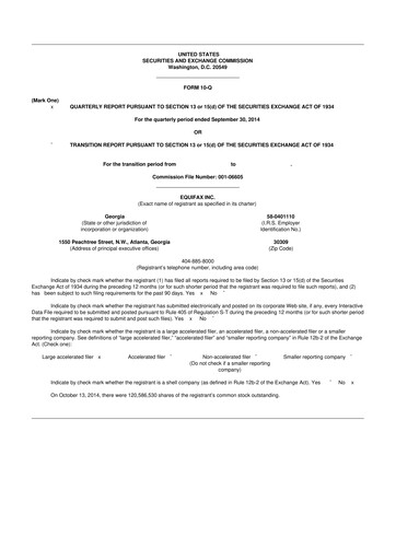 Vorschaubild Equifax 10-Q Quartalsbericht 2014 