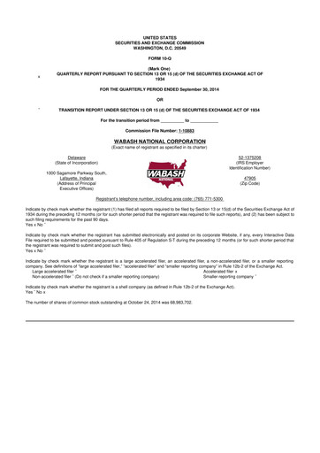 Vorschaubild Wabash National
 10-Q Quartalsbericht 2014 