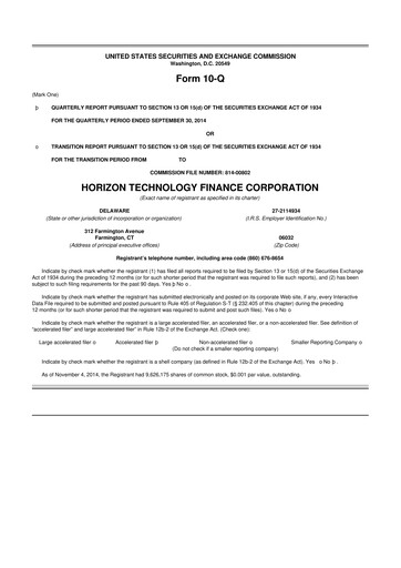 Vorschaubild Horizon Technology Finance 10-Q Quartalsbericht  