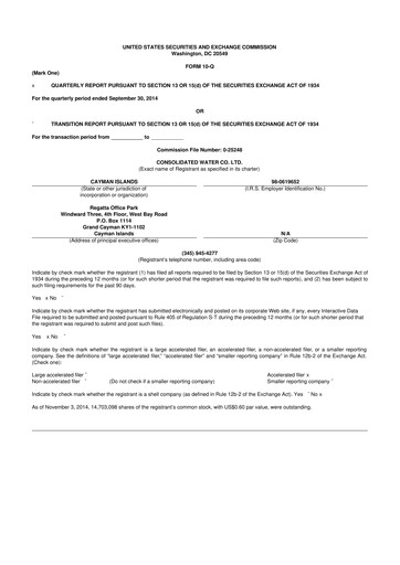 Thumbnail Consolidated Water 10-Q Quarterly Report FY2014 