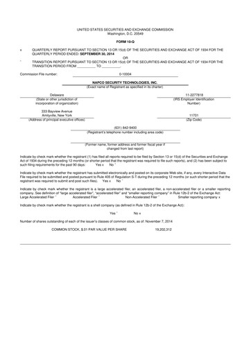 Thumbnail NAPCO Security Technologies 10-Q Quarterly Report FY2015 
