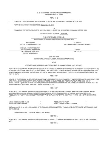 Miniature The First Bancshares 10-Q Rapport trimestriel 2014 