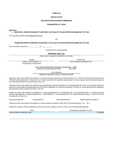 Thumbnail ProPhase Labs 10-Q Quarterly Report FY2014 