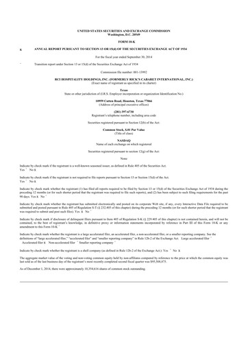 Thumbnail RCI Hospitality Holdings 10-K Annual Report 2014