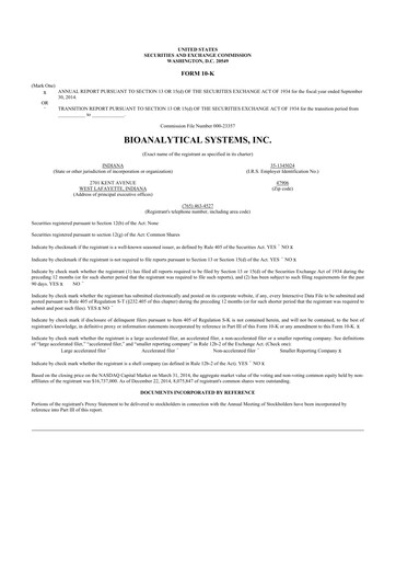 Vorschaubild Inotiv 10-K Jahresbericht 2014