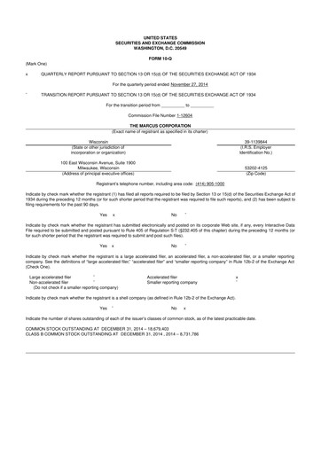 Thumbnail Marcus Corporation
 10-Q Quarterly Report FY2015 