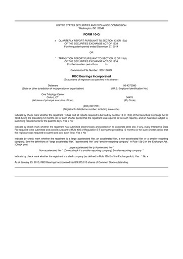 Thumbnail RBC Bearings 10-Q Quarterly Report FY2015 