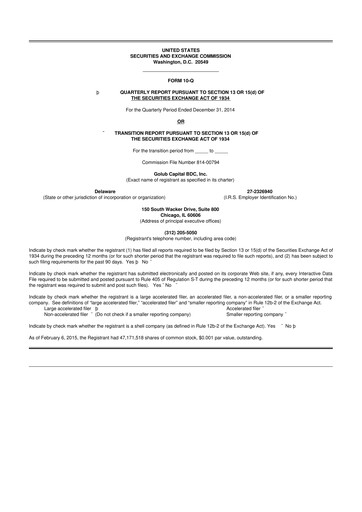 Thumbnail Golub Capital 10-Q Quarterly Report FY 