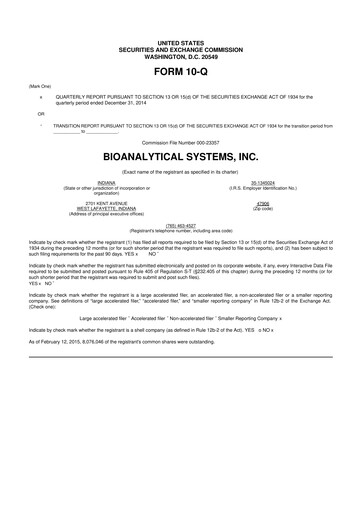 Miniature Inotiv 10-Q Rapport trimestriel 2015 