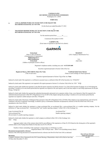 Thumbnail Garmin 10-K Annual Report 2014