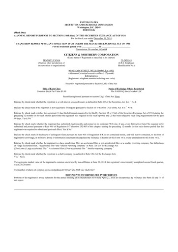 Thumbnail Citizens & Northern Corp 10-K Annual Report 2014