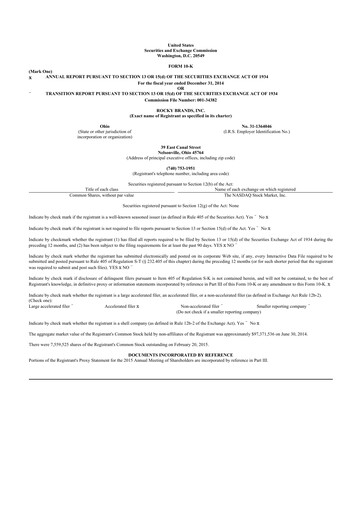 Thumbnail Rocky Brands 10-K Annual Report 2014