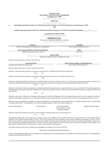 Thumbnail Exponent
 10-K Annual Report 2014