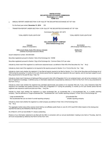 Thumbnail Hallador Energy Company
 10-K Annual Report 2014