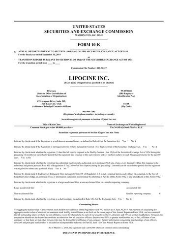 Miniature Lipocine 10-K Rapport annuel 2014