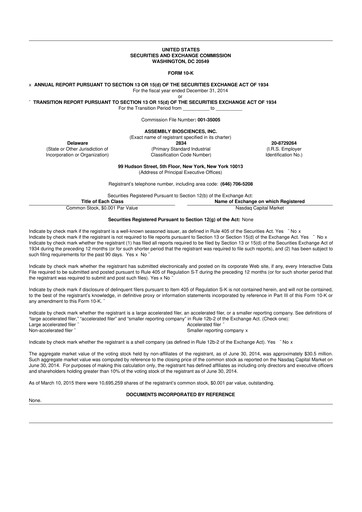 Vorschaubild Assembly Biosciences 10-K Jahresbericht 2014