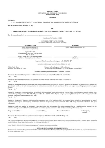 Thumbnail Consolidated Water 10-K Annual Report 2014