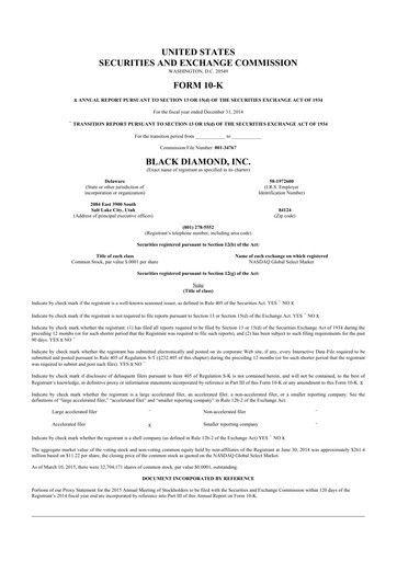 Thumbnail Clarus
 10-K Annual Report 2014