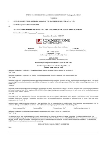 Thumbnail SmartFinancial (SmartBank) 10-K Annual Report 2014