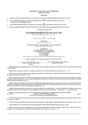 Thumbnail Galmed Pharmaceuticals
 20-F Annual Report 2014