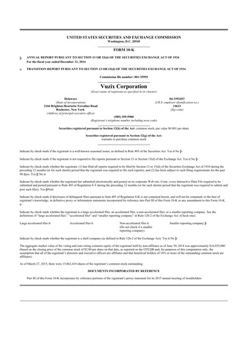 Thumbnail Vuzix
 10-K Annual Report 2014