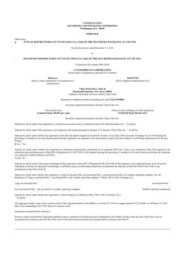 Vorschaubild Cytosorbents 10-K Jahresbericht 2014