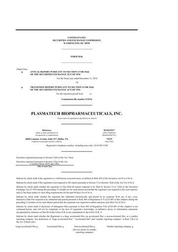 Thumbnail Abeona Therapeutics
 10-K Annual Report 2014