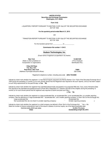 Thumbnail Hudson Technologies 10-Q Quarterly Report FY 