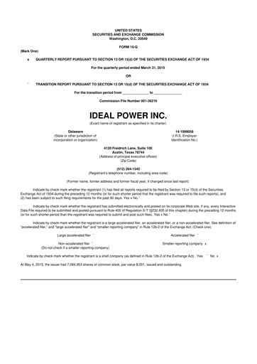Thumbnail Ideal Power 10-Q Quarterly Report FY 