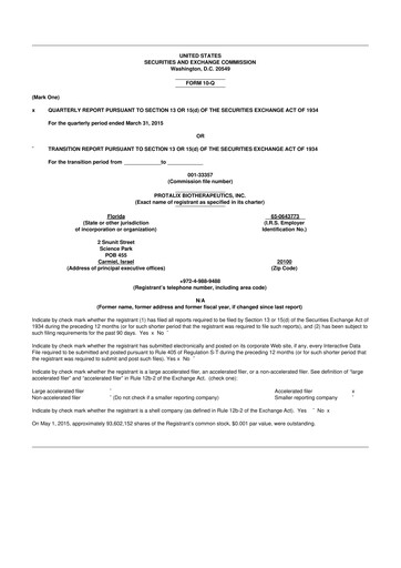 Thumbnail Protalix BioTherapeutics
 10-Q Quarterly Report FY 