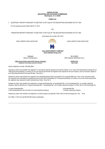 Thumbnail Hallador Energy Company
 10-Q Quarterly Report FY2015 