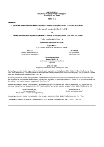 Thumbnail InspireMD 10-Q Quarterly Report FY2015 