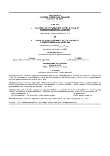 Thumbnail Golub Capital 10-Q Quarterly Report FY 