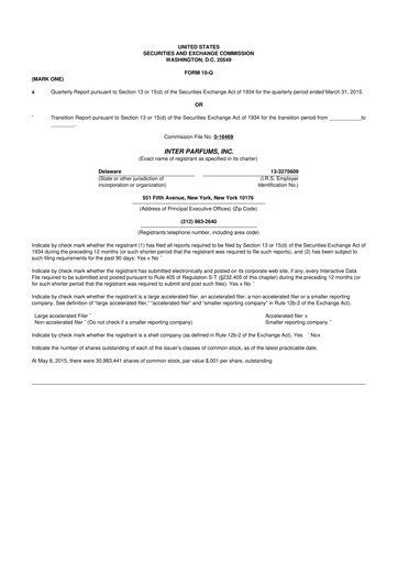 Thumbnail Interparfums 10-Q Quarterly Report FY2015 