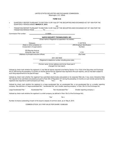 Thumbnail NAPCO Security Technologies 10-Q Quarterly Report FY2015 