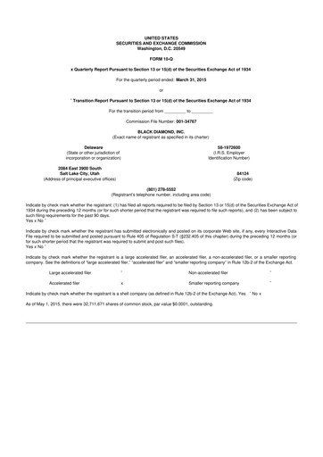 Thumbnail Clarus
 10-Q Quarterly Report FY2015 