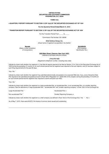 Thumbnail 22nd Century Group
 10-Q Quarterly Report FY2015 