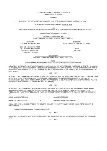 Miniature The First Bancshares 10-Q Rapport trimestriel 2015 